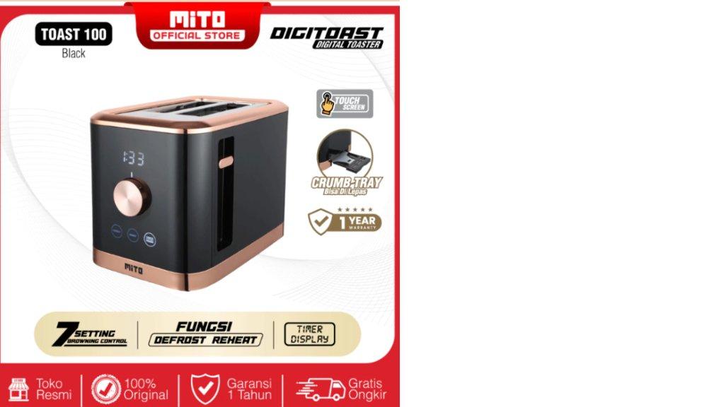 MITO Toast100 - Digital Toaster (DIGITOAST)-Touchscreen-Timer Display-7 Setting Browning Control-Reheat & Defrost-Extra Wide Slot