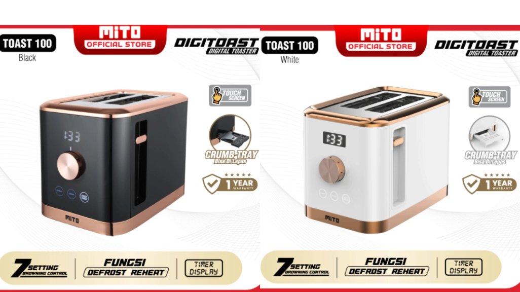 MITO Toast100 - Digital Toaster (DIGITOAST)-Touchscreen-Timer Display-7 Setting Browning Control-Reheat & Defrost-Extra Wide Slot