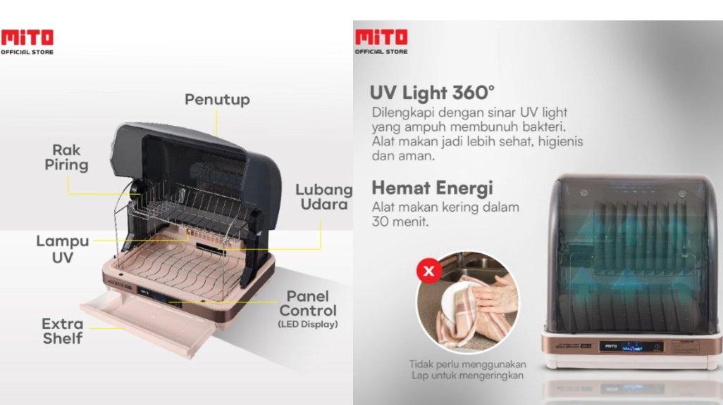 MITO UV Sterilizer & Dish Dryer 55 Liter Alat Steril Peralatan Makan – DISH55.