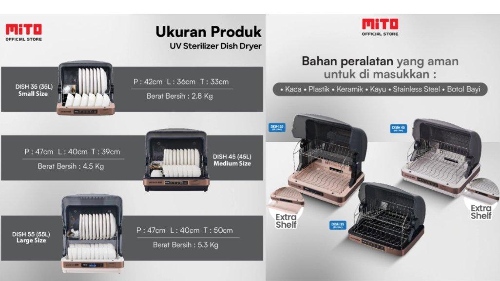 MITO UV Sterilizer & Dish Dryer 55 Liter Alat Steril Peralatan Makan – DISH55.
