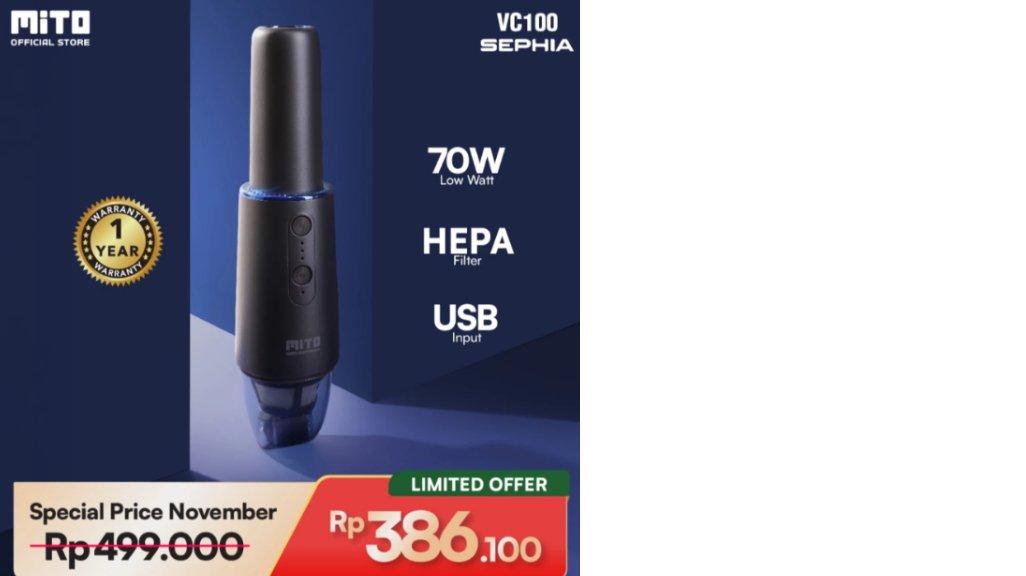 Mito Vacuum Cleaner VC100 Sephia Penyedot Debu - Black