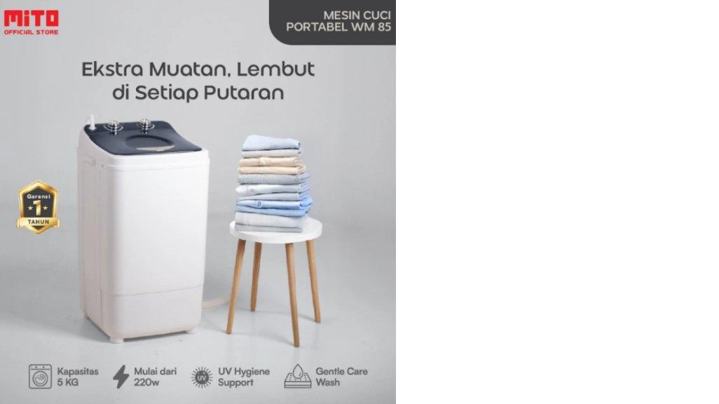 MITO WM85 PORTABLE WASHING MACHINE | Kapasitas 5KG | Click & Dry | Mesin Cuci Mini