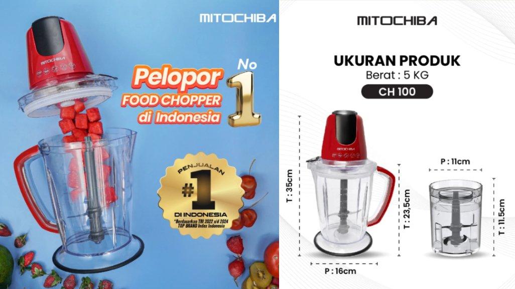 MITOCHIBA Food Chopper CH100 Blender 2L Alat Penggiling dan Penghalus Bumbu