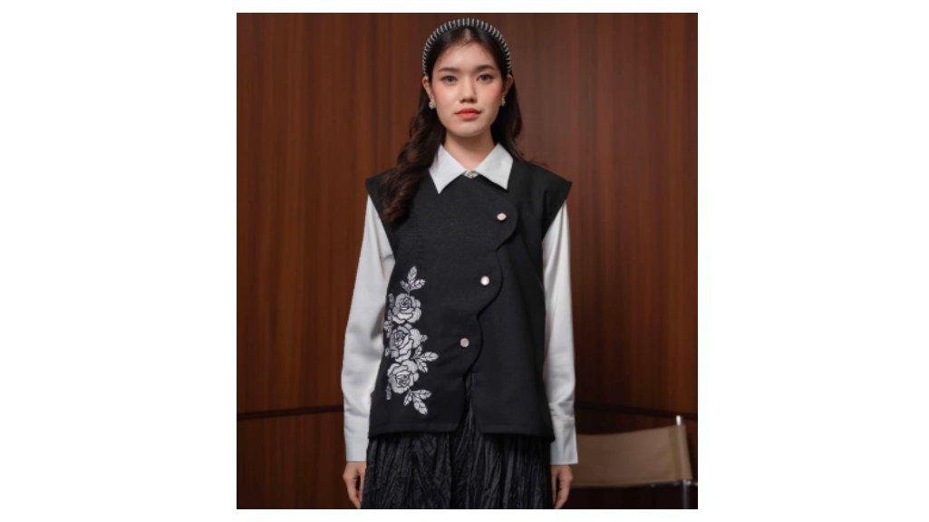 Mayoutfit Freyja Vest | Outer Rompi Wanita Bordir Bunga Atasan Luaran