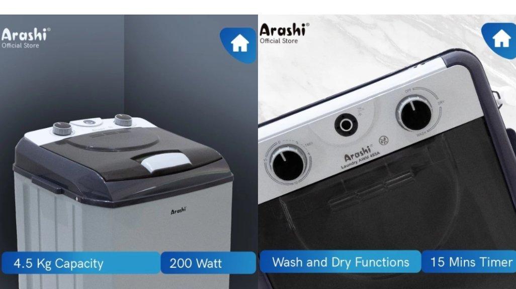 Mesin Cuci 1 Tabung Arashi Laundry AWM 453A Kapasitas 4.5 KG.