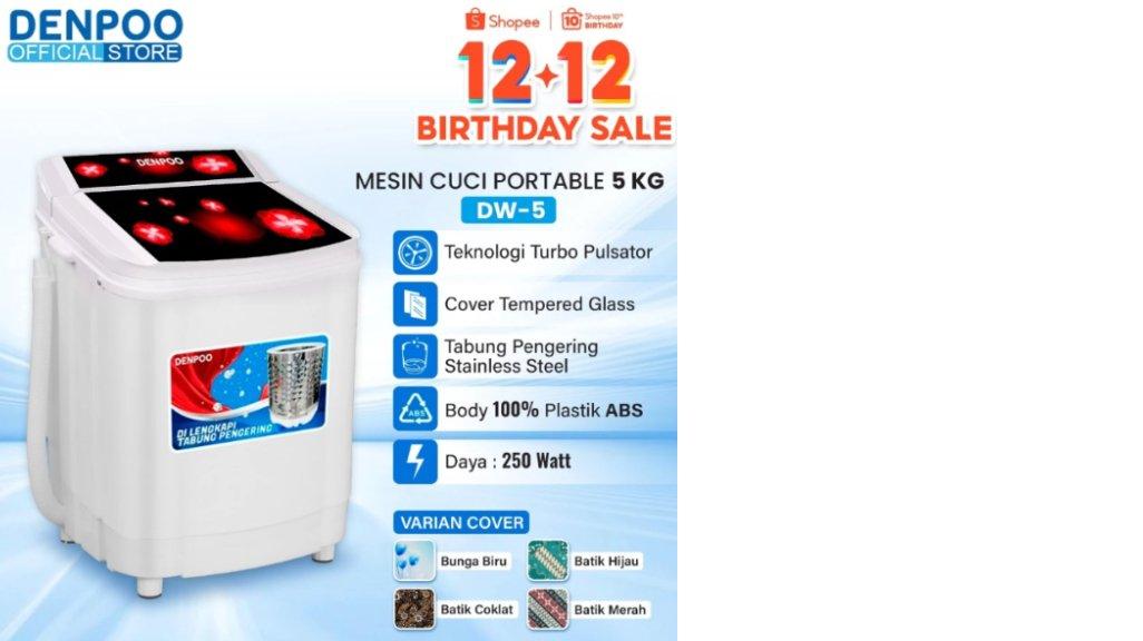 Mesin Cuci Portable DENPOO DW-5 Kapasitas 4,5 Kg