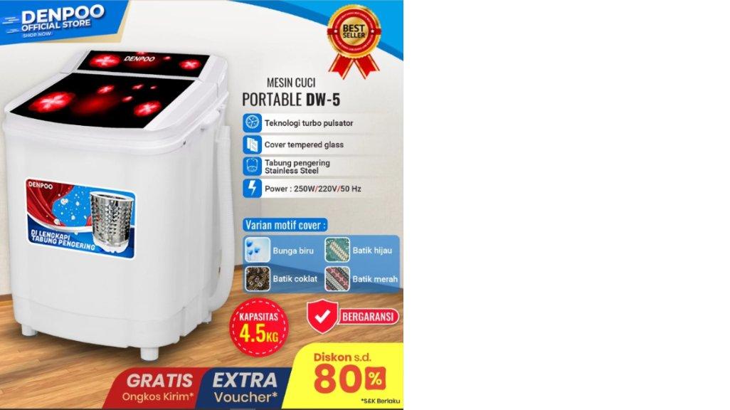Mesin Cuci Portable DENPOO DW-5 Kapasitas 4,5 Kg