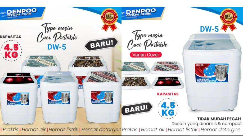 Mesin Cuci Mini Portable DENPOO DW-5 Kapasitas 4,5Kg.