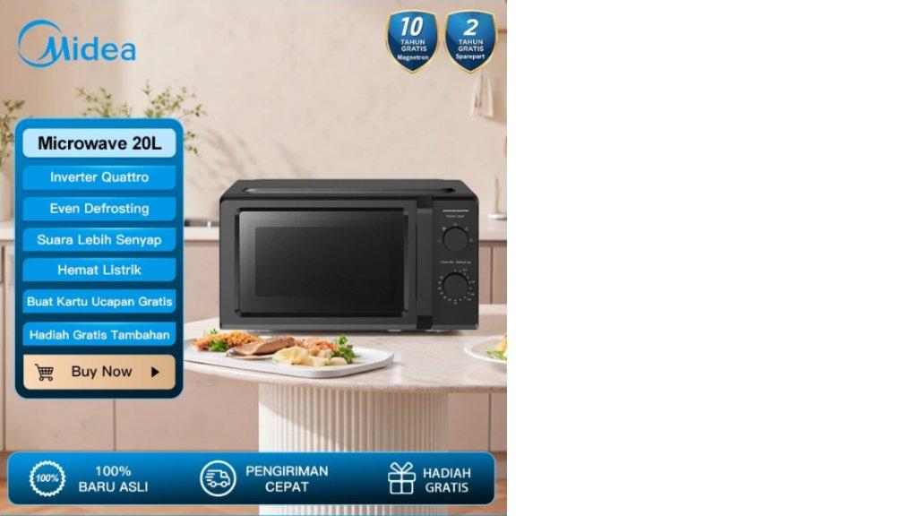 Midea 20L Microwave Oven Low Watt 450w MMO20PZA-MMPFBK