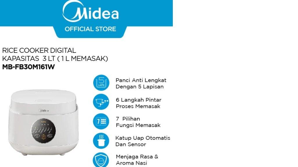 Midea Digital Rice Cooker - MB-FB30M161W - 5 Layer and 7 Preset Menu