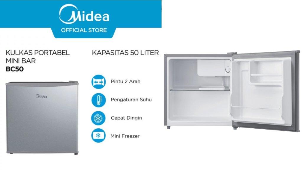 Midea Kulkas Mini Portable MDRD86FGG50ID 50L.