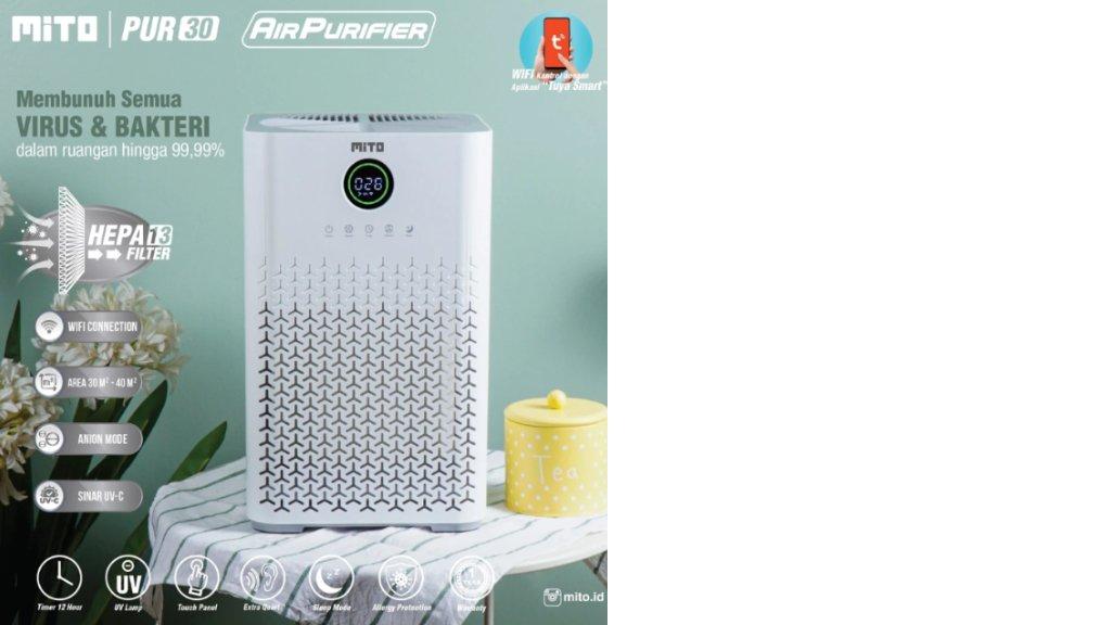 Mito Air Purifier PUR30 Alat Pembersih Udara with HEPA13 Filter, Sinar UV-C, Alergy Protection & Ion Negatif (Anion)