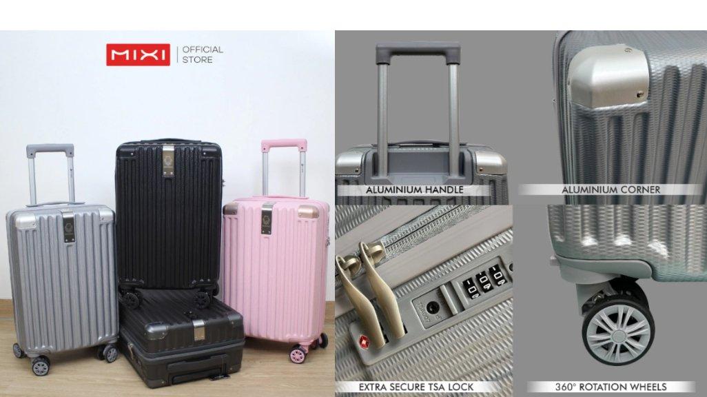 Mixi Koper Kabin & Bagasi Double Zipper TSA Lock 20 Inch M088 - Pink, Black, Grey