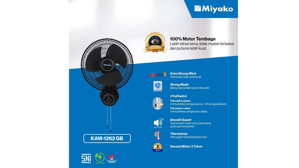 Miyako KAW 1262 GB Kipas Angin Dinding 12 Inch
