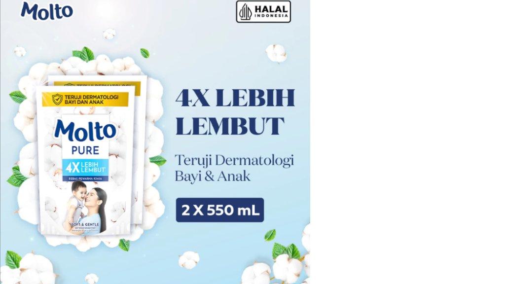 Molto Pelembut & Pewangi Pakaian Bayi Softener Konsentrat Pure Soft & Gentle 550 mL x2