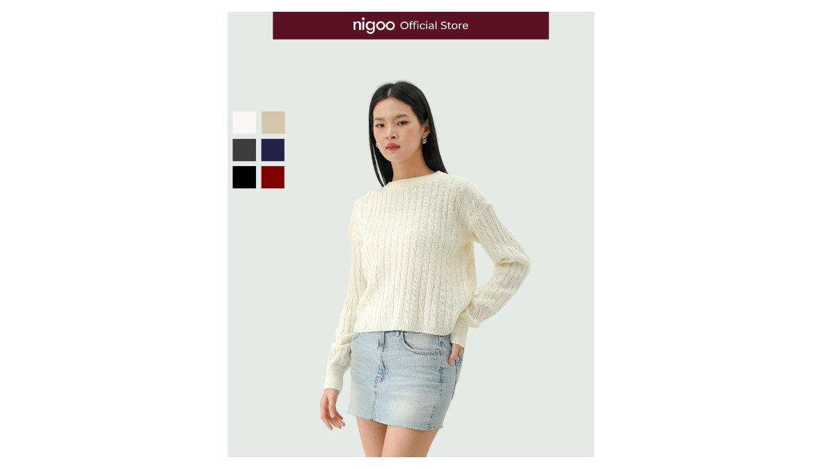 NIGOO Bianca Cable Sweater Rajut Knitwear Wanita