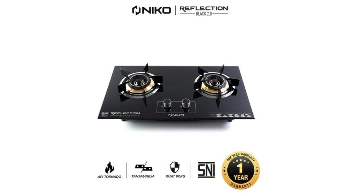 NIKO Reflection Black 2.0 Kompor Gas Tanam 2 Tungku Kaca 