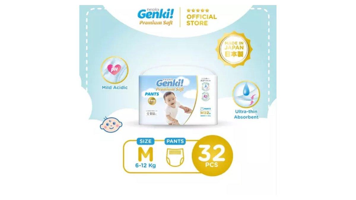 Nepia Genki Popok Bayi Pants / Celana Bayi Diapers Premium Soft M32