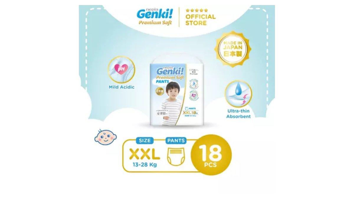 Nepia Genki Popok Bayi Pants / Celana Bayi Diapers Premium Soft XXL18