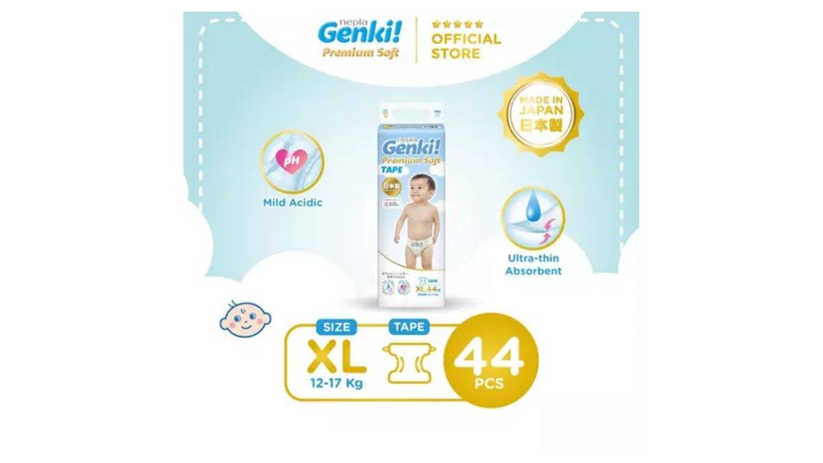 Nepia Genki Popok Bayi Tape / Perekat Bayi Diapers Premium Soft XL44