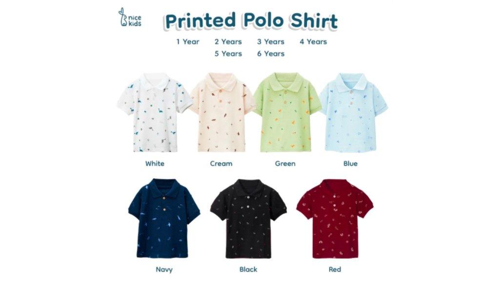 Nice Kids - Printed Polo Shirt Kaos Berkerah Atasan Motif Anak Laki-Laki