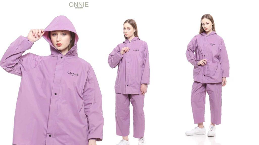 ONNIE Jas Hujan Pria Wanita Dewasa Terbaik Bahan PVC Anti Rembes - Ungu XL