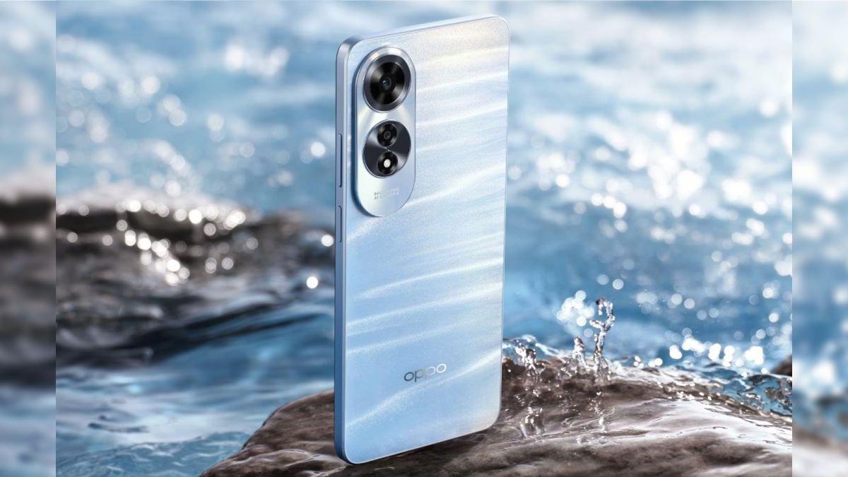 Desain OPPO A60 dalam opsi warna Biru Ombak