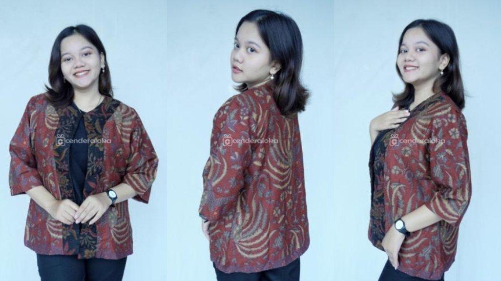 Outif Batik yang cocok untuk ke kantor - Batik Cap Motif Flora Fauna Bahan Katun Dolby