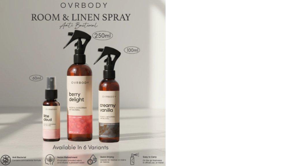 Ovrbody - Room & Linen Spray Anti Bacterial / Anti Bacterial / Pengharum Kain- CREAMY VANILLA 250ml