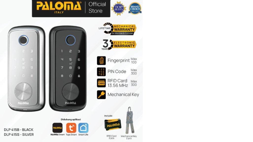 PALOMA Smart Lock Kunci Pintu Digital Deadbolt Smart Door Lock Smart Home Kunci Pintar Dead Bolt Grendel Slot Tuya WiFi DLP 415B - DLP 415S