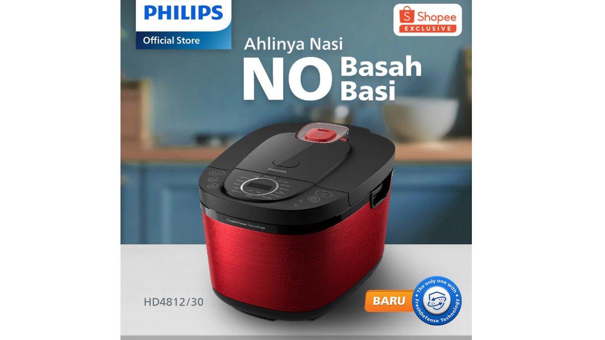 PHILIPS Digital Rice Cooker 1.8 L HD4812/30 dengan teknologi antibasi.