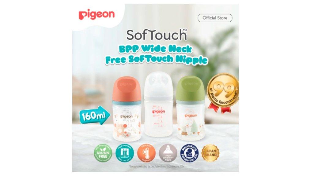 PIGEON Botol BPP Wide Neck 160ml w/SofTouch Nipple | Pilih Variasi