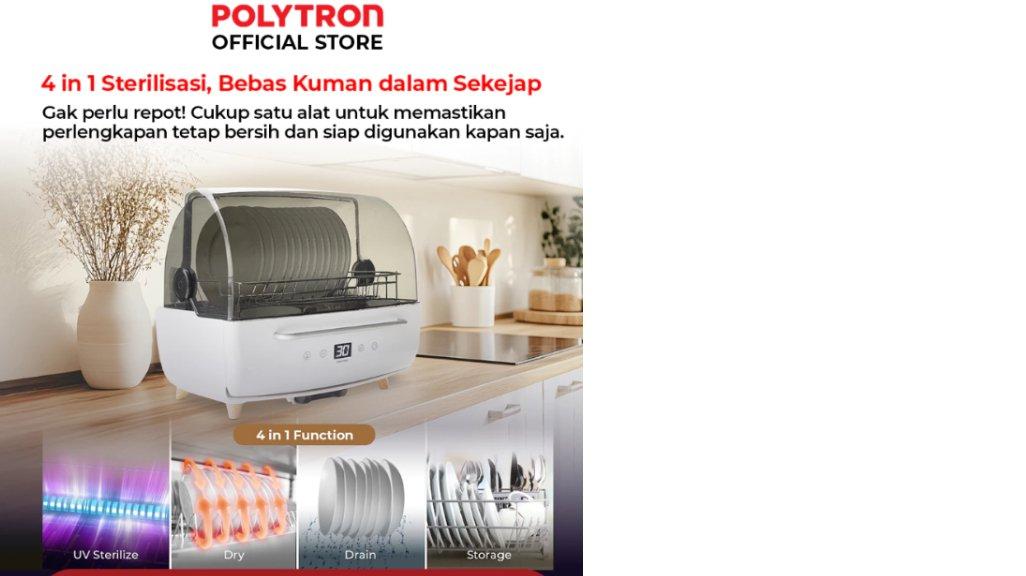 POLYTRON Kitchenmate Dish Dryer UV Sterilizer Botol Bayi Rak Pengering Piring 80 Liter - PDD 801UV