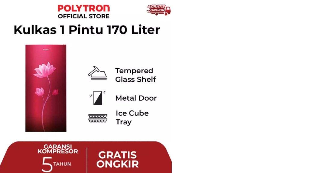 POLYTRON Kulkas 1 Pintu Metallic Series 170 liter PRB 179R