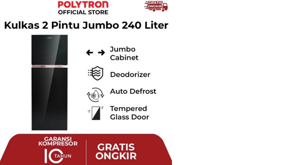 POLYTRON Kulkas 2 Pintu Belleza Jumbo 240 Liter PRW 25MNX