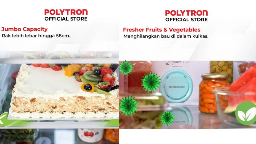 POLYTRON Kulkas 2 Pintu Belleza Jumbo 240 Liter PRW 25MNX.