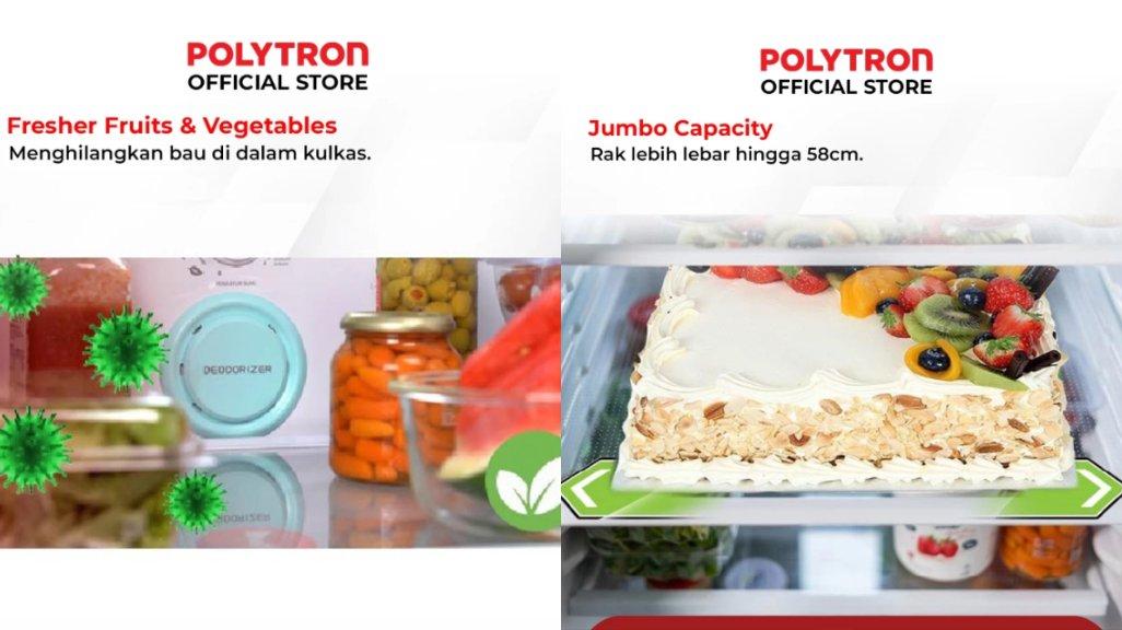 POLYTRON Kulkas 2 Pintu Belleza Jumbo Inverter 240 Liter Inverter PRW 25VX.