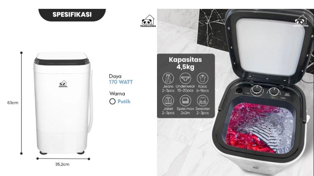 Pandaoma Mesin Cuci Mini Atro Mesin Cuci Sepatu Mesin Cuci Portable Kapasitas 4,5kg