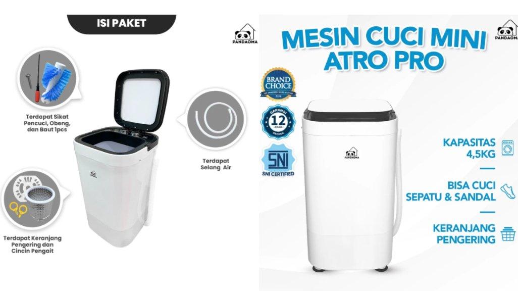 Pandaoma Mesin Cuci Mini Atro Mesin Cuci Sepatu Mesin Cuci Portable Kapasitas 4,5kg