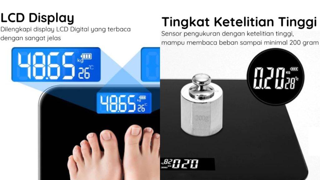 Paus Biru - Timbangan Badan Digital Kaca Akurat USB Charger Atau Baterai 180kg Digital Scale Ori