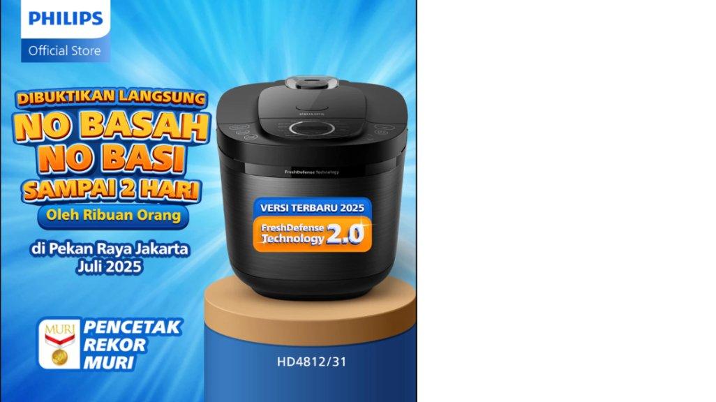 Philips Digital Rice Cooker Magicom 1.8 L - 3000 Digital Series HD4812/31 - Hitam - 18 Menu Masak - Anti lengket - FreshDefense