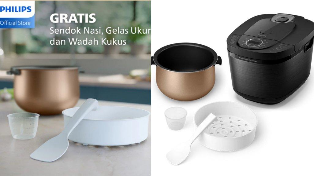 Philips Digital Rice Cooker Magicom 1.8 L - 3000 Digital Series HD4812/31 - Hitam - 18 Menu Masak - Anti lengket