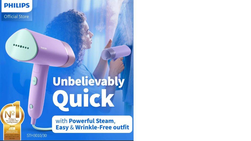 Philips Handheld Steamer 3000 Series - STH3010/30 Ungu - Setrika Uap Philips Strika Uap Portable Dapat Dilipat