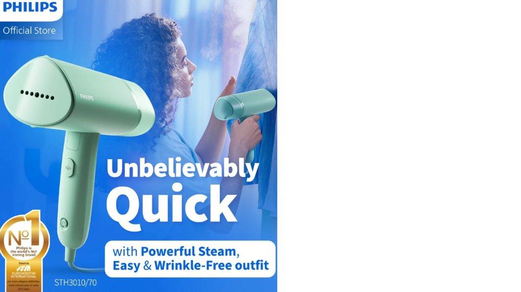 Philips Handheld Steamer STH3010/70 Hijau - Setrika Uap Philips Strika Uap Portable Dapat Dilipat