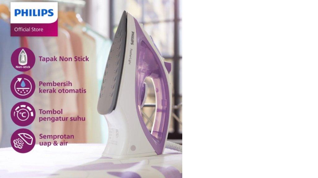 Philips Setrika Uap GC1418/35 Ungu - Setrika Uap Optimal, Tapak Non-Stick, Setrika Uap