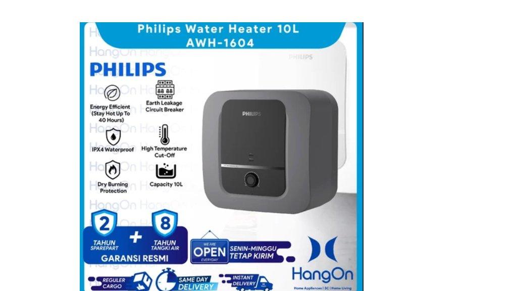 Philips Water Heater AWH-1604 10 Liter 200 Watt - Hitam AWH1604 Black Waterheater 10L 200W
