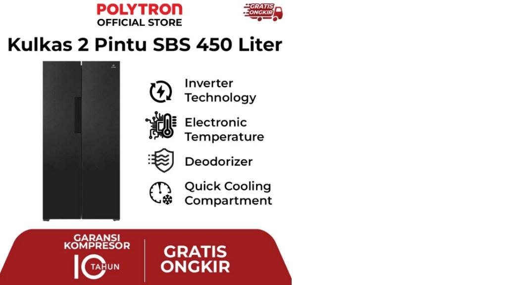 POLYTRON Kulkas 2 Pintu Side By Side 450 Liter PRS 451Y