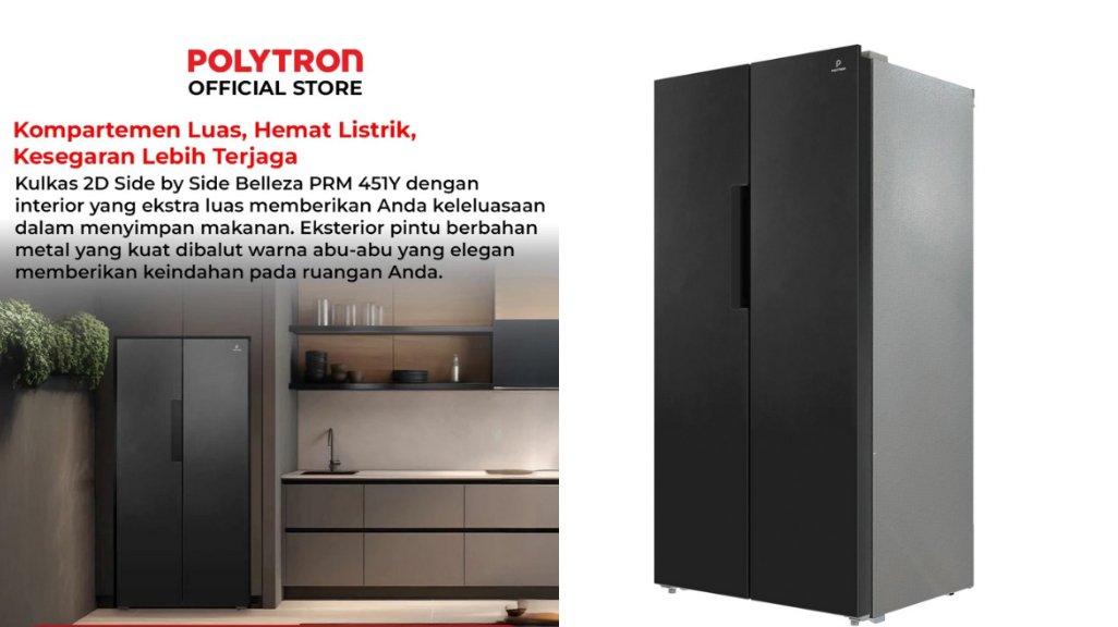 POLYTRON Kulkas 2 Pintu Side By Side 450 Liter PRS 451Y.