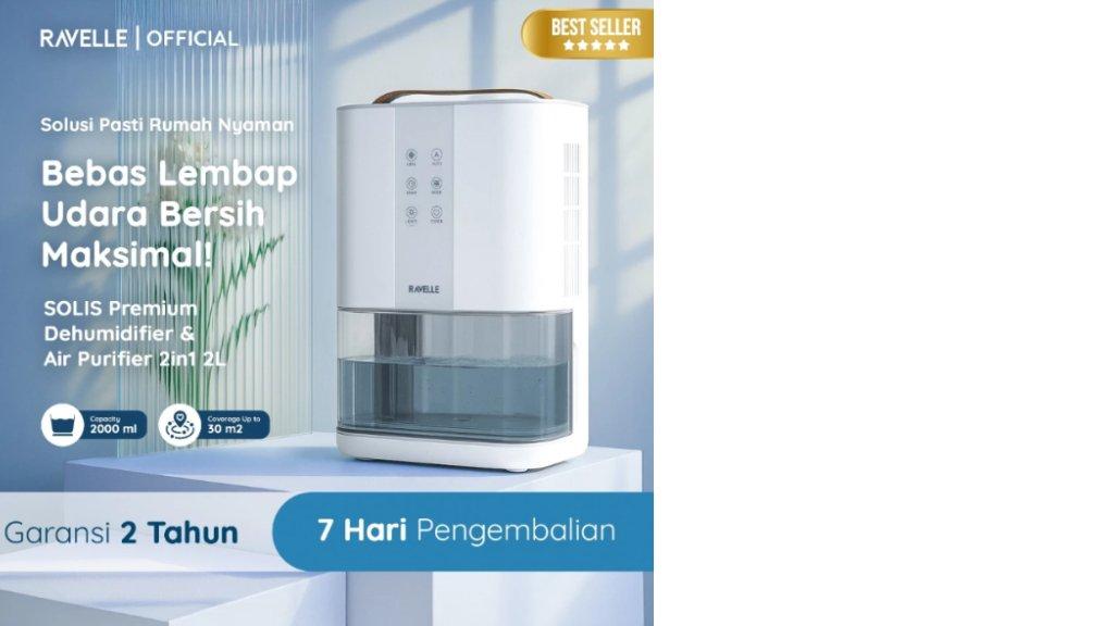 RAvelle Solis Premium Dehumidifier & Air Purifier 2in1 2L – Serap Air, Penyerap Kelembapan Udara & Pemurni udara