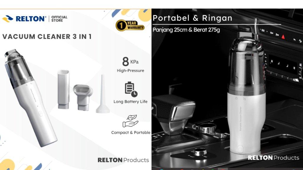 RELTON Vacuum Cleaner Mobil Mini Portable Cordless Penyedot Debu Multifungsi